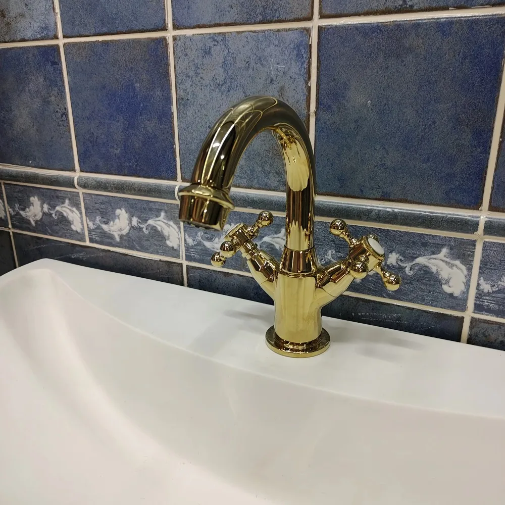 High-End Classical All Brass Double Handle Single Hole  Basin Faucet 5 Years Warranty Anti-Scalding Basin Tap