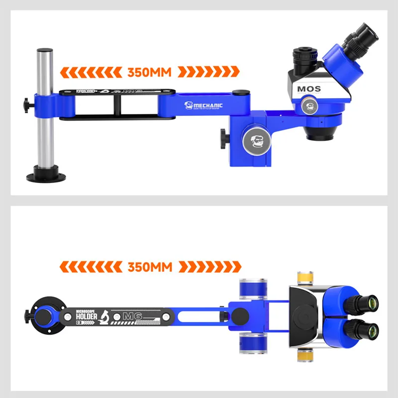 MÉCANIQUE M6 360 °   Support de Microscope à bras oscillant réglable à Rotation, support de détection d'entretien de levage fixe pour Microscope stéréo
