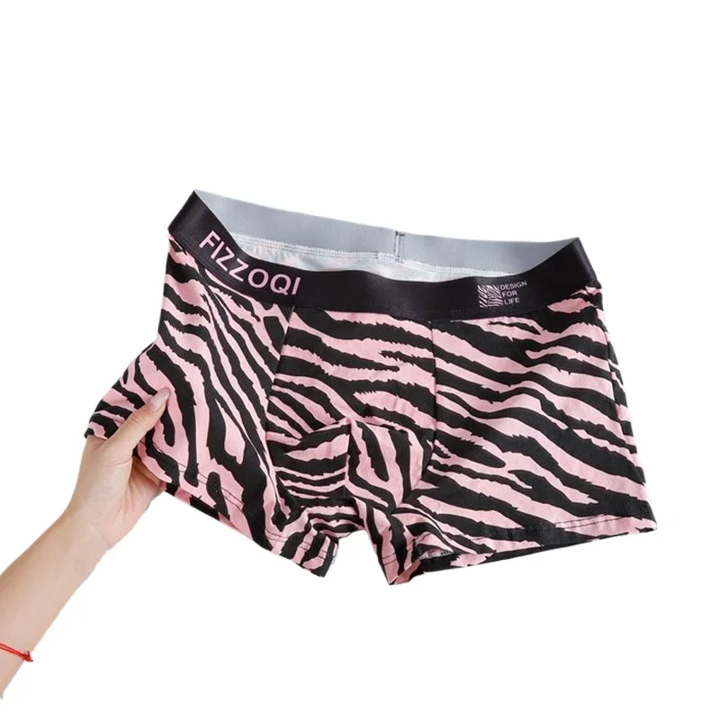 Zebra-print Men's Underwear Cotton Comfortable Sexy Four-horned Leopard Print Mid-waist Breathable Trend Boxers Men's Shorts New