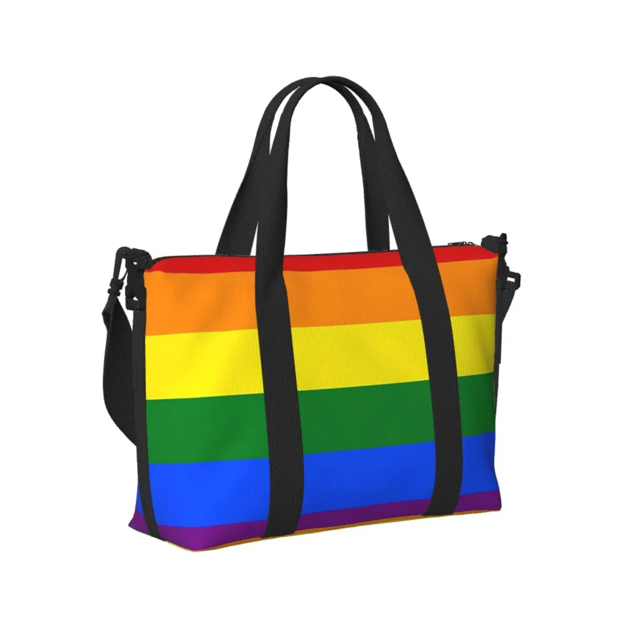 

Custom Gay Pride Rainbow Flag Beach Travel Bag Large Capacity Tote Bags for Gym Sport Women Shopping Duffle Shoulder Bag