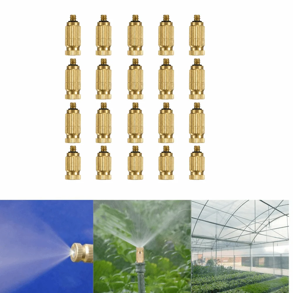 20Pcs Brass Misting Nozzles 3/16 Inch Thread 0.3mm Orifice Spray Sprinkler Head Fine Mist High Pressure
