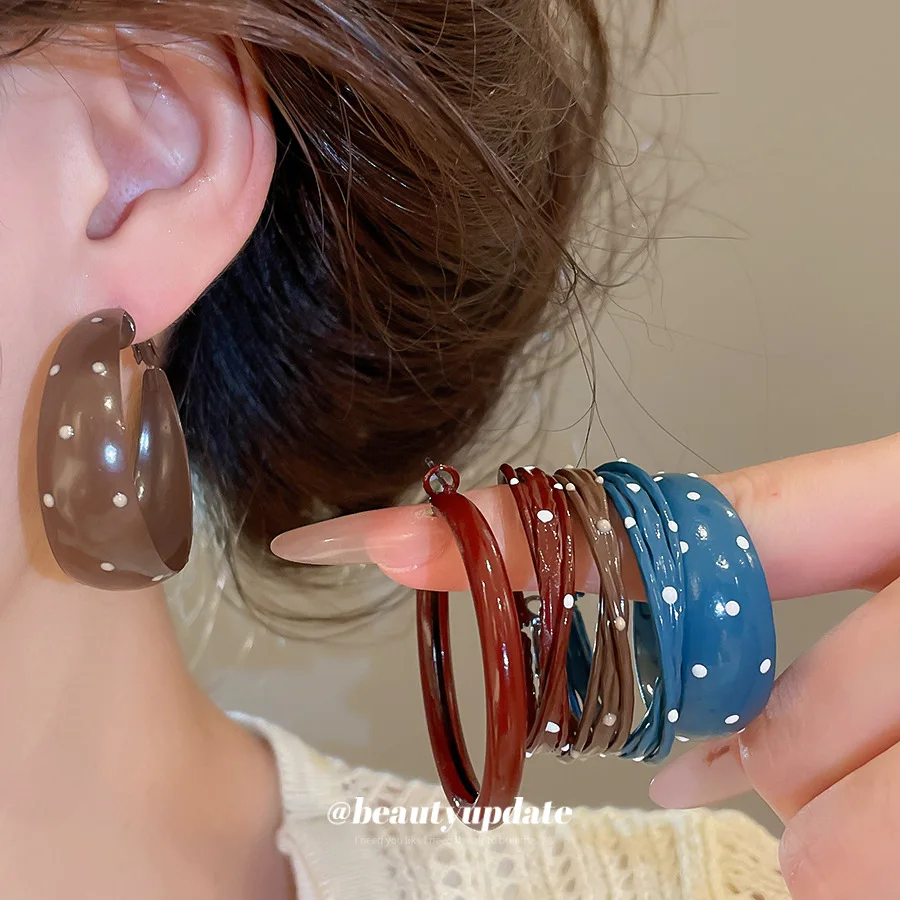 Modern Oversized Multi Strand Circle Hoop Earrings Dotted Pattern Coated Big Round Ear Jewelry Gift For Fashion Trendy Outfits