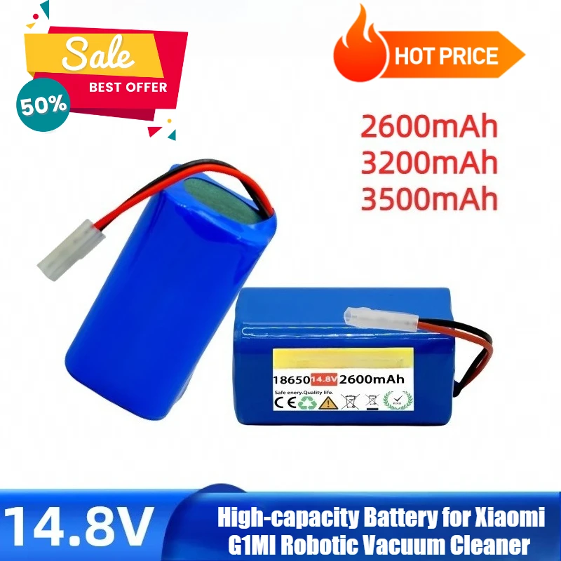 بطارية ليثيوم أيون 14.8 فولت 3500 مللي أمبير في الساعة، بطارية عالية السعة مناسبة للمكنسة الكهربائية الروبوتية Xiaomi G1MI