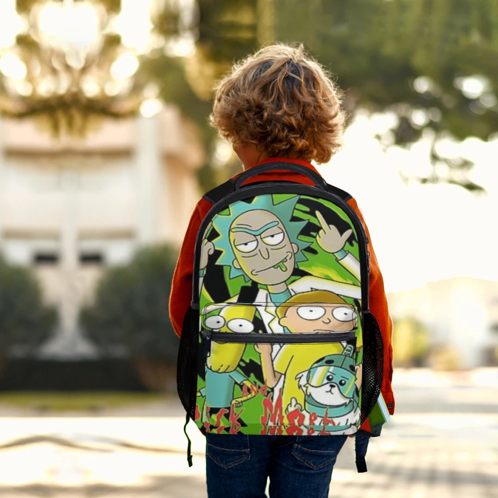 Rickkymor mochila escolar para niños, mochila de estudiante de gran capacidad, mochila de estudiante de secundaria de dibujos animados, 17 pulgadas