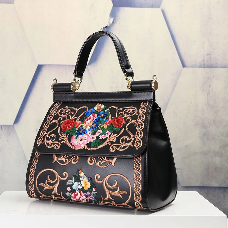 VM FASHION KISS Embroidered Frame hand Bag woman Luxury Designer Women's Bags Shoulder Bags Floral Handbags Crossbody Bags