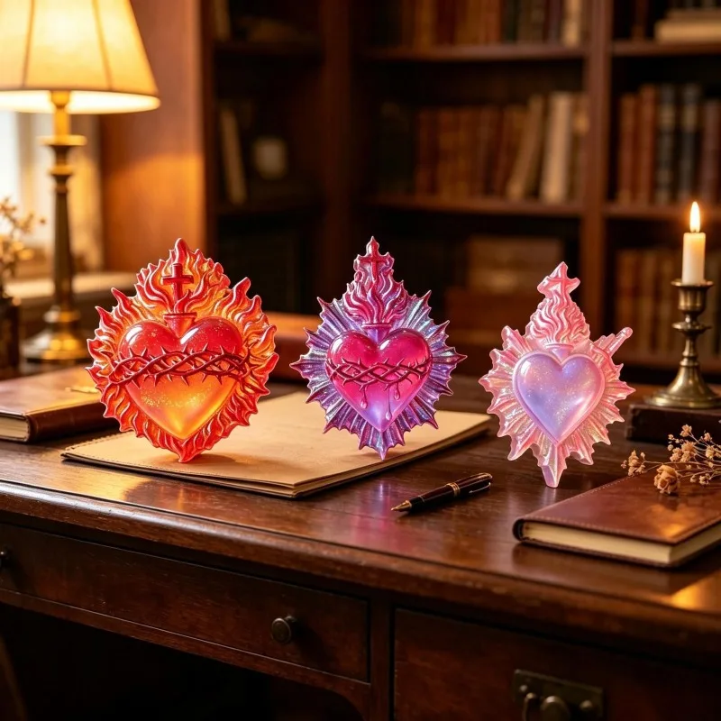 Sacred Heart Semi-three-dimensional Decoration Decoration Cement Plaster Mold DIY Silicone Mold Molds  Baking Accessories