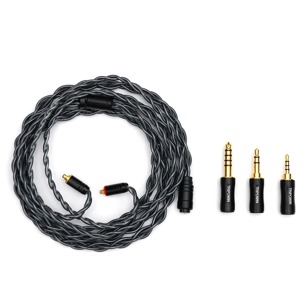Cable de auriculares Tripowin Noire 4 núcleos 24AWG OCC Audio HiFi mejorado desmontable 3 en 1 enchufe de 2,5mm/3,5mm/4,4mm para MELE crinacle crn