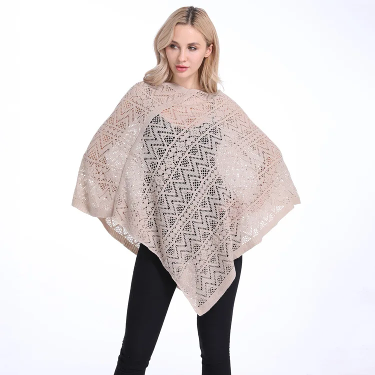 2022 Spiring Summer New Large Women\'s Blouse Loose Hollow Out Irregular Pullover Top Cloak One Size Solid Capes & Ponchos