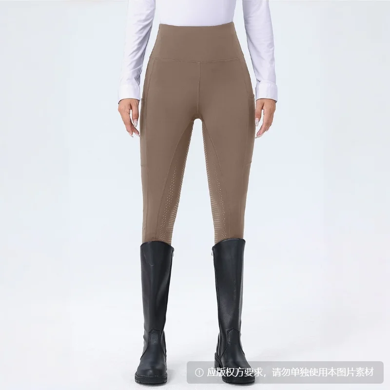 Lightweight  Horse Riding Pants Full-seat Silicone Anti-slip Breeches with Pockets High Waisted Tummy Contorl Equestrian Pants