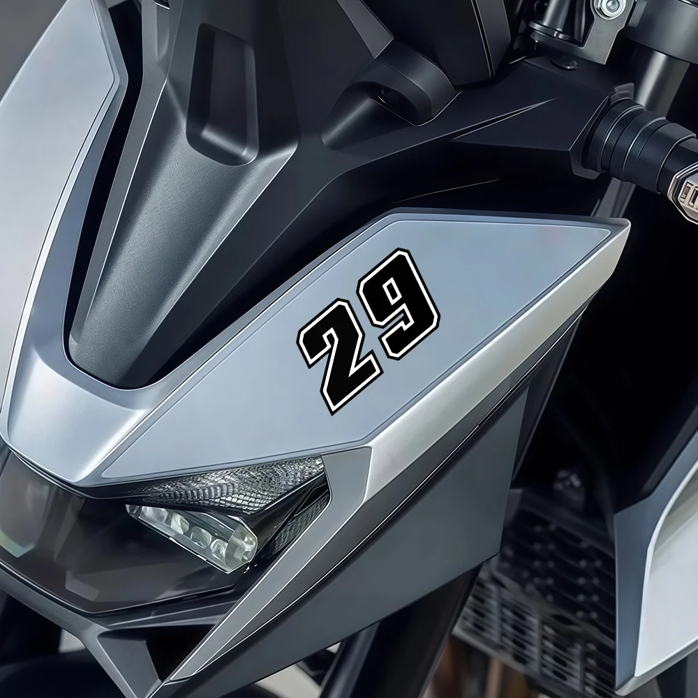 2pcs Black Motorcycle Number 0-9 Sticker Waterproof Vinyl Decal for Helmet Fuel Tank Fairing Fender Car Body Scooter Universal