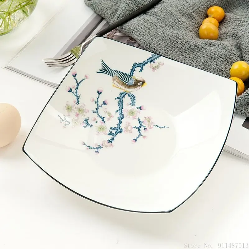 Chinese Creative Bone China 8 Inches Irregular Tableware, Home Kitchen Restaurant Supplies Desserts Salad Deep Dining Plate, 1Pc