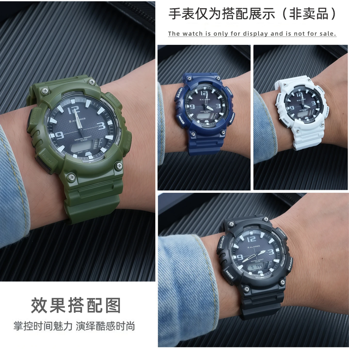 ل كاسيو AQ-S810W AQS810WC استبدال 18 مللي متر حزام الراتنج الفرقة + حافظة ساعة ، مقاوم للماء للصدمات ساعة رياضية خارجية ملحق #3