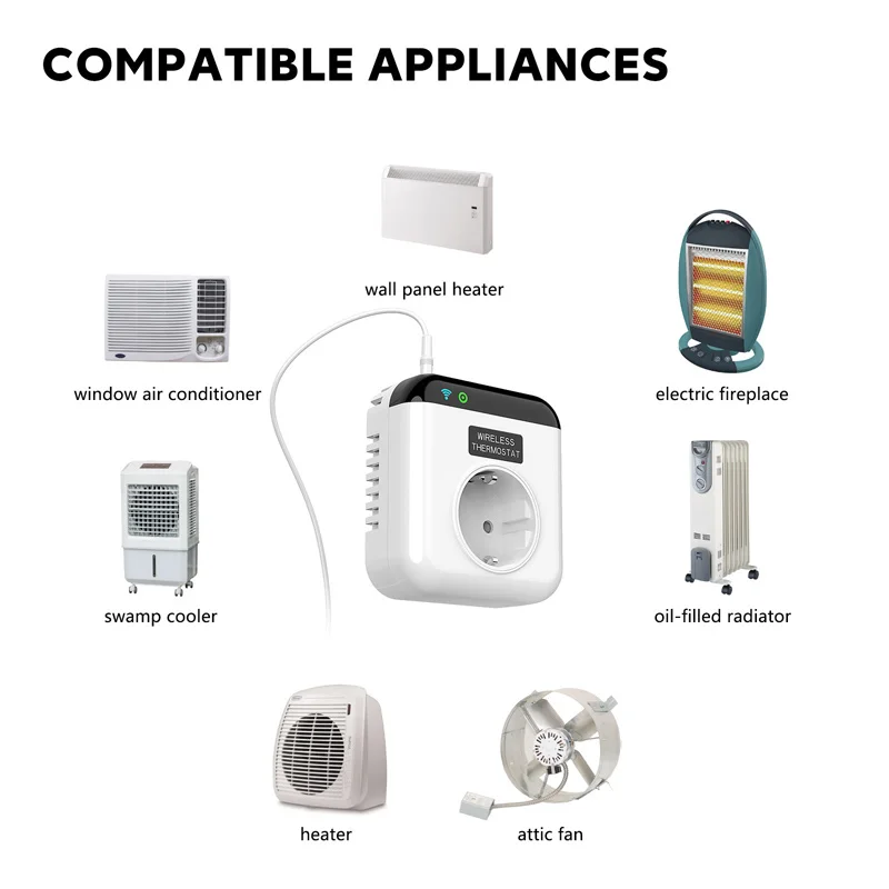 Enchufe inteligente Tuya, controlador de temperatura, interruptor Wifi, aplicación móvil, Control remoto temporizado, termostato inalámbrico, configuración Simple