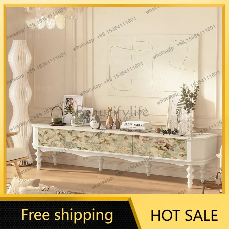 Cute Cream Style Tv Stands Storage Aesthetic Elegant Furniture Tv Rack Premium Nordic Living Room Furniture