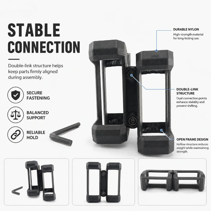 Wear Resistant High Toughness Nylon Dual Joint Bracket Portable Model Building Firm Component Kit