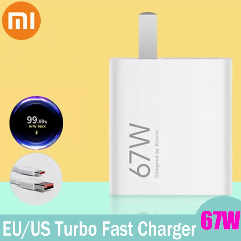 Xiaomi 67W EU/US Fast Charger Mi 14 13T 12T 13 Ultra Pro Redmi Note 12 11 13 Pro Poco X5 F5 F6 Pro USB Charger 1/2M Type C Cable