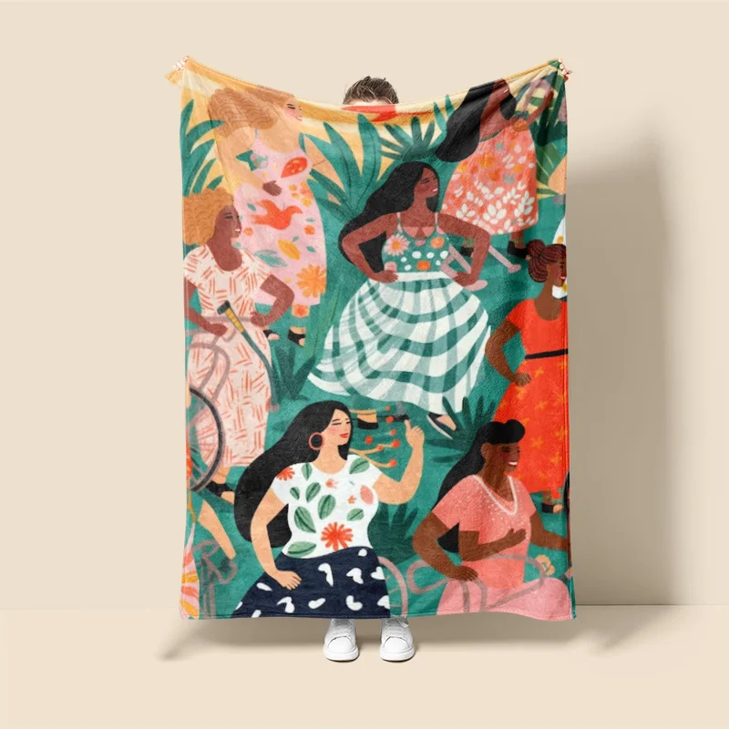 Morandi Color Blanket Abstract Botanical Graffiti Design Scandinavian Minimalist Sofa Blanket Cafe Home Dual Purpose