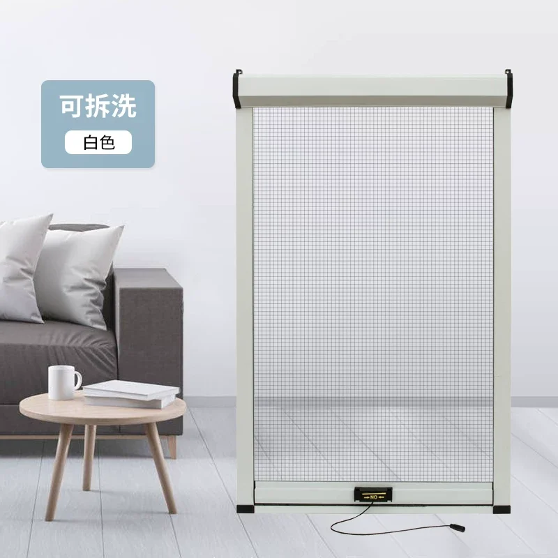 1pcs Customized anti-mosquito reel type pull-down telescopic invisible screen aluminum alloy inner and outer open push-pull
