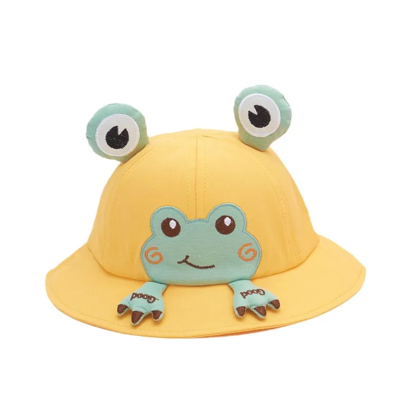 New children's Bucket hat for boys and girls cute cute little frog Sun hat for children cartoon spring and autumn thin basin hat