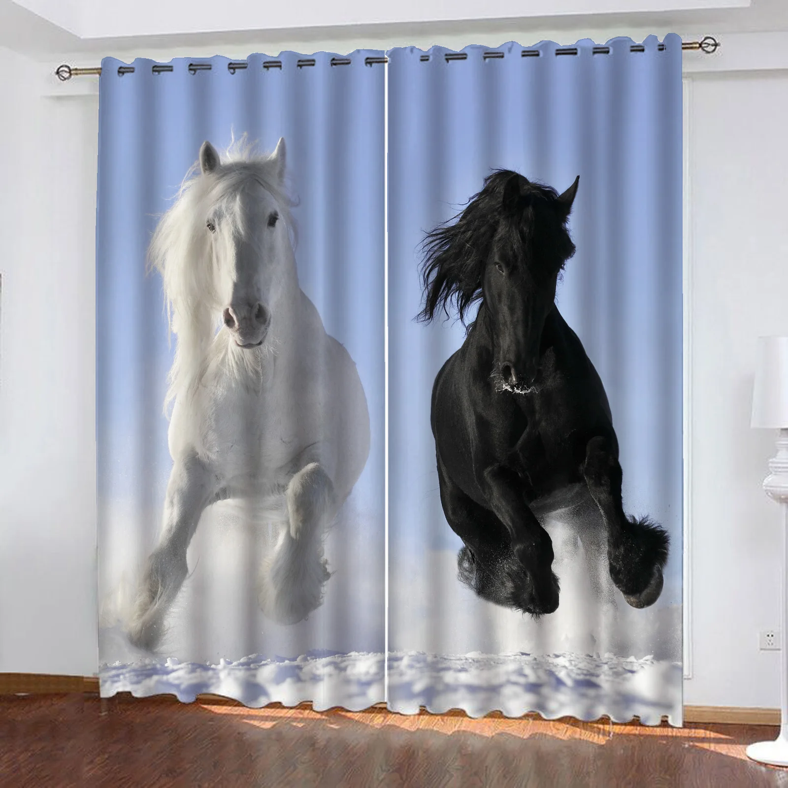 

Horse Animal 100% Polyester Home Decor Living Room Bedroom Blackout Curtains Balcony Screen Cartoon Cute Perforated