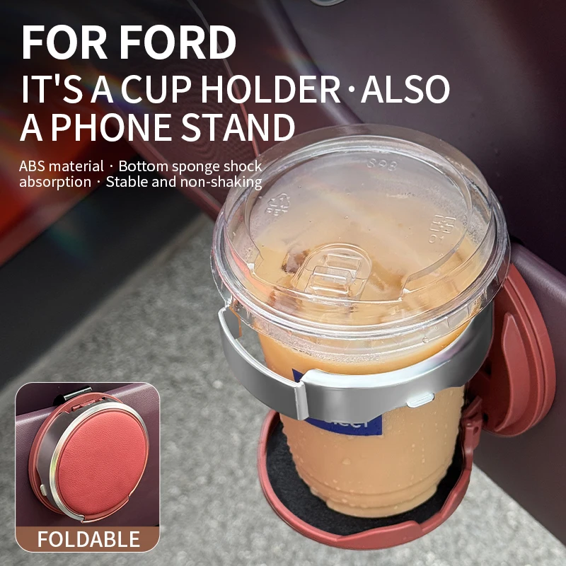 Car cup holder, side door drink holder, foldable water bottle slot, small car interior storage accessory, fits Ford Fiesta