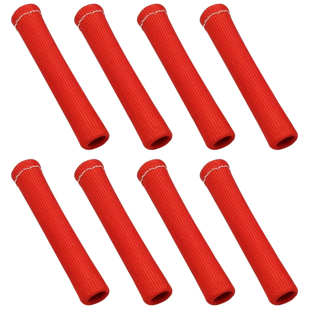 8PCS Sleeve Heat Shield Cover 2500 Degree Spark Plug Wire Boots Protector Spark Plug Cable Heat Insulation Wrap Titanium Fiber