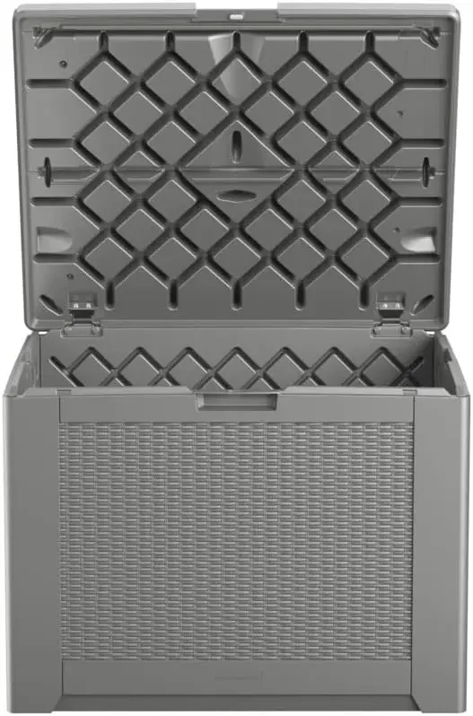 Medium Resin Outdoor Storage Deck Box (74 Gal) Weather Resistant, Gray, Deck Organization | USA | NEW