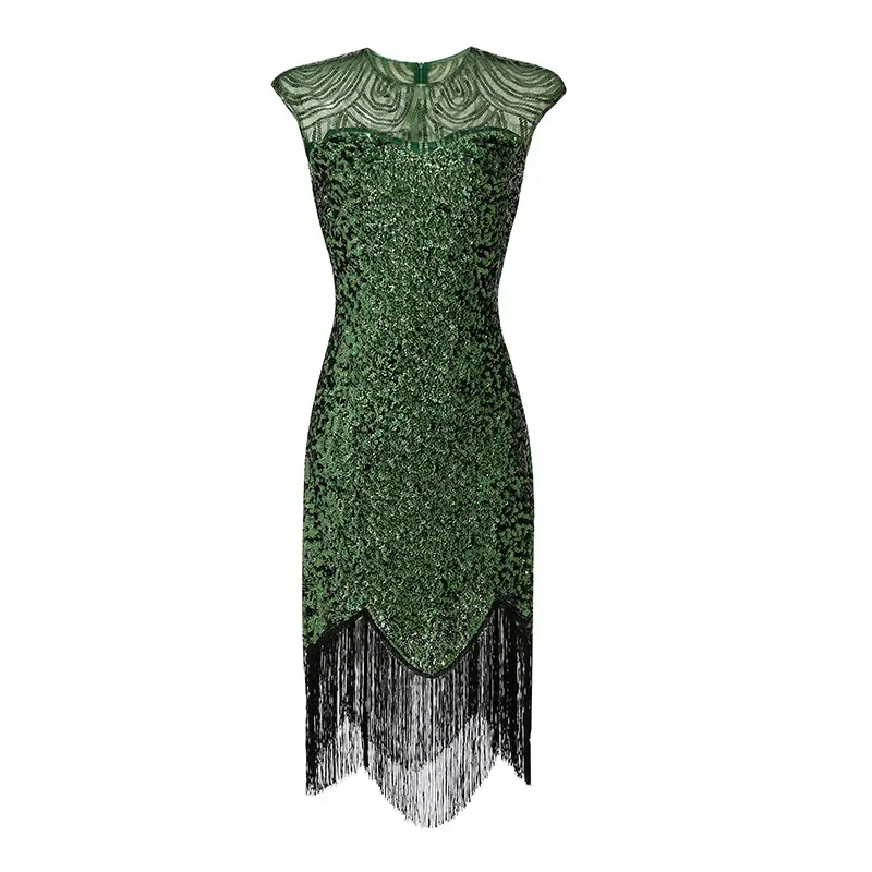 aa ddy99 Женское винтажное платье 1920-х годов в стиле Гэтсби Летние вечерние костюмы без рукавов с v-образным вырезом и блестками с бахромой Вечернее платье qq 2025