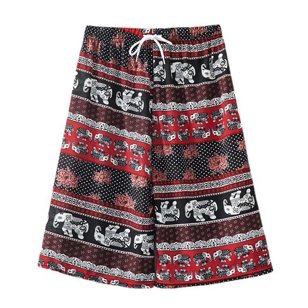 Thai Elephant Pattern Shorts Geometric Flower Pattern Shorts Thailand Elephant Print Women's Summer Shorts Breathable Vacation