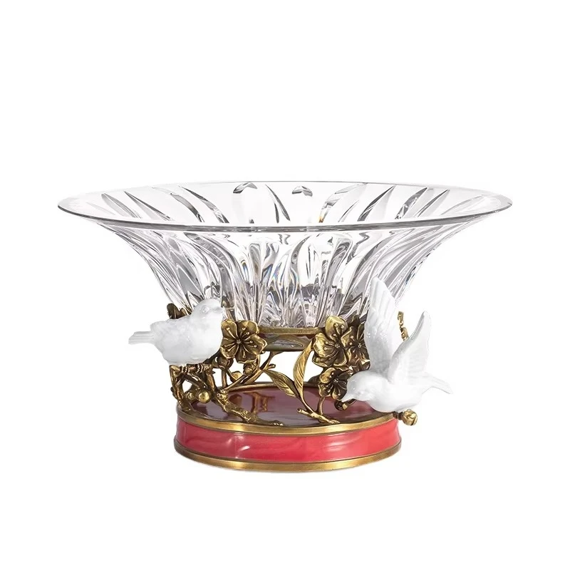 

Luxury Creative Glass Dried Fruit Candy Plate Service Utensils, Snack Tray Dishes Christmas Crystal Fruit Plate Bowl