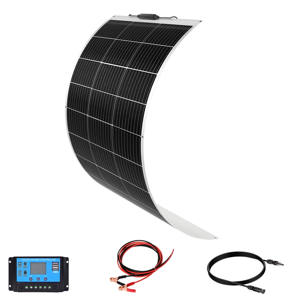 

Solar Panel System Kit 200W 100W Mono Solar Panel, PWM Charger Controller Cables for RV Camper Other Off Grid 12V 24V