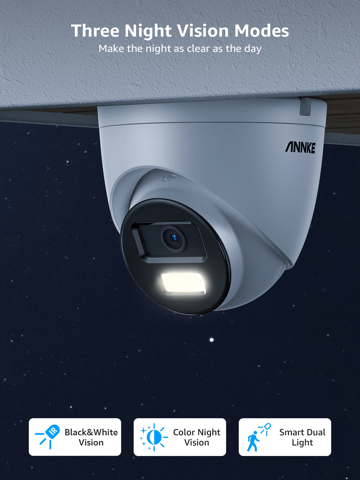 ANNKE 12MP Outdoor Smart Dual Light PoE Sicherheitskamera Farbe IR Nachtsicht Eingebautes Mikrofon IP67 Smart Home H.265+