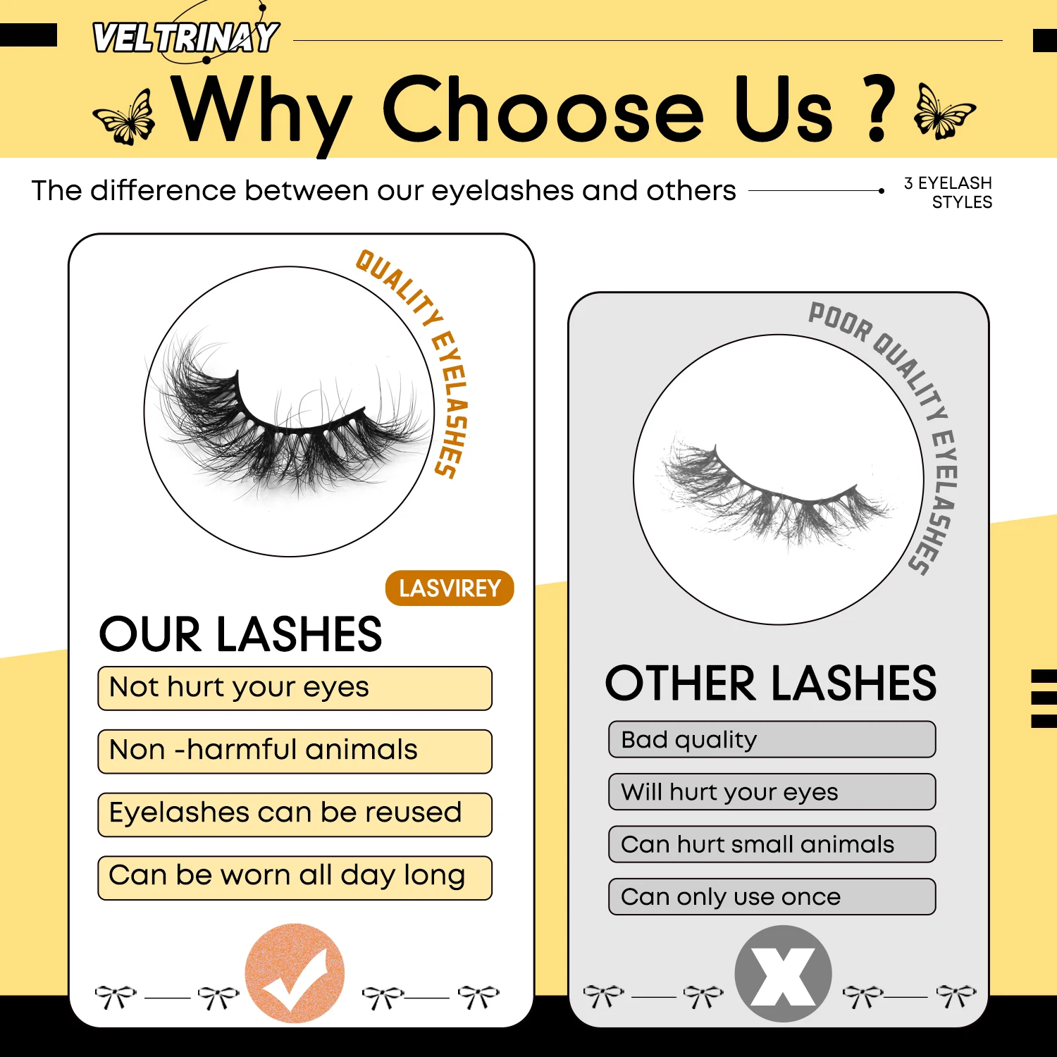 Sztuczne rzęsy Veltrinay Cat Eye, puszyste rzęsy 3D z norek, naturalny wygląd, rzęsy do noszenia na co dzień, na imprezę, wesele, lekkie, wielokrotnego użytku, do makijażu.