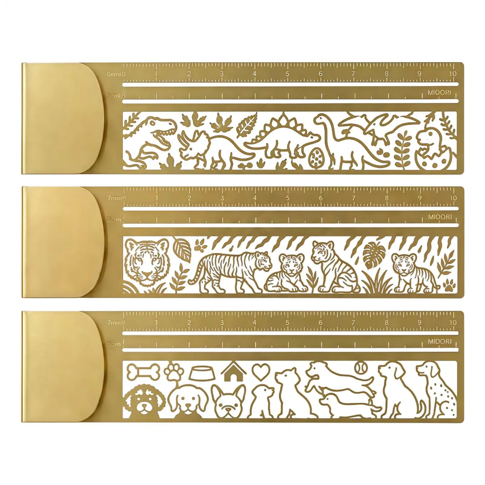 Brass Bookmark Ruler Hollow Cute Patterns Stencil Straight Ruler Multi-functional Drawing Template Ruler Journal Scrapbook