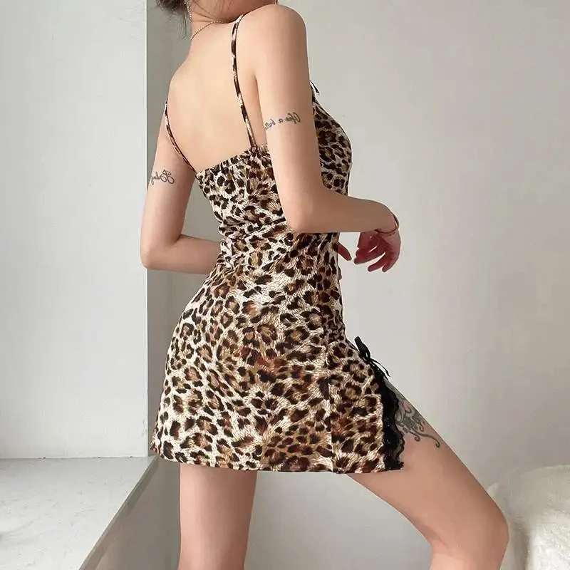 Sexy Lingerie Babydoll Lace Mini Homewear Leopard Curve Dress Plump Nightgowns Bag Hip Nightdress Dress