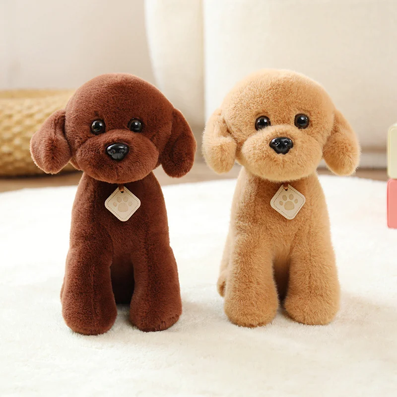 Simulation 25cm Puppy Poodle Plushie Doll Soft Stuffed Real Life Fluffy Animal Dog Plush Toys for Kids Gifts Home Decor