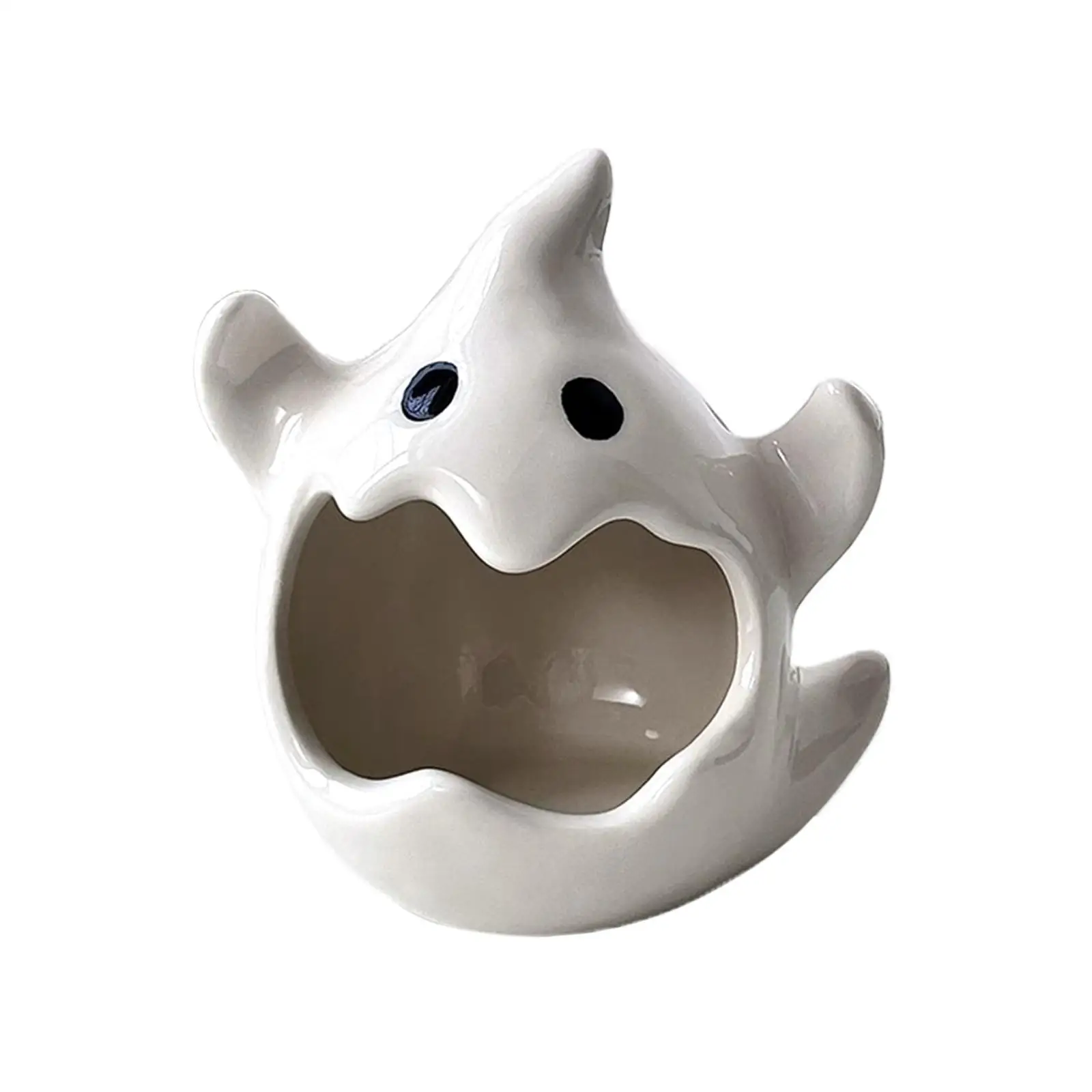 Ghost Figurine Ceramic Tealight Candle Holder Incense Burner for Halloween Home Decor Office Desk Entryway Key Tray Gift Idea