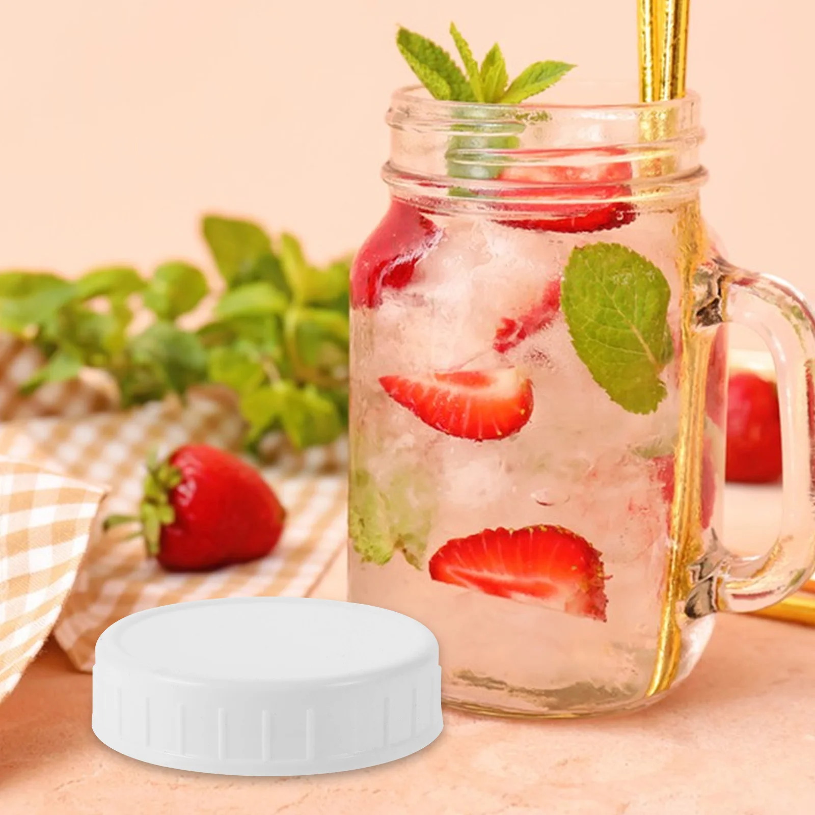 

10 pcs Plastic Lids Airtight White Mason Jar Kitchen Lids Leakproof Food Grade Mason Covers Storage ContainersReusable