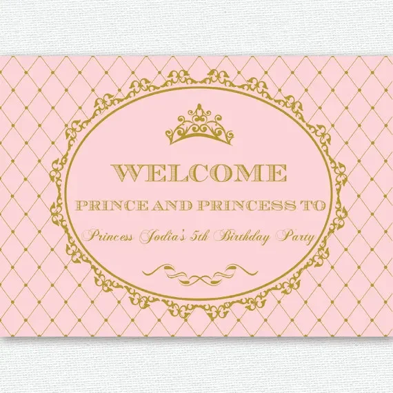 

custom Pink And Gold Princess Crown Baby Shower 1st Birthday background High quality Computer print party photo backdrop