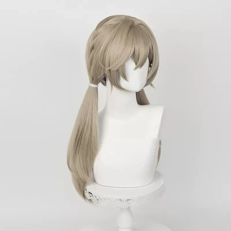 Game Honkai: Star Rail Qingque Cosplay Wig Light Linen Ponytail Hair Heat Resistant Synthetic Halloween Party Accessories Props