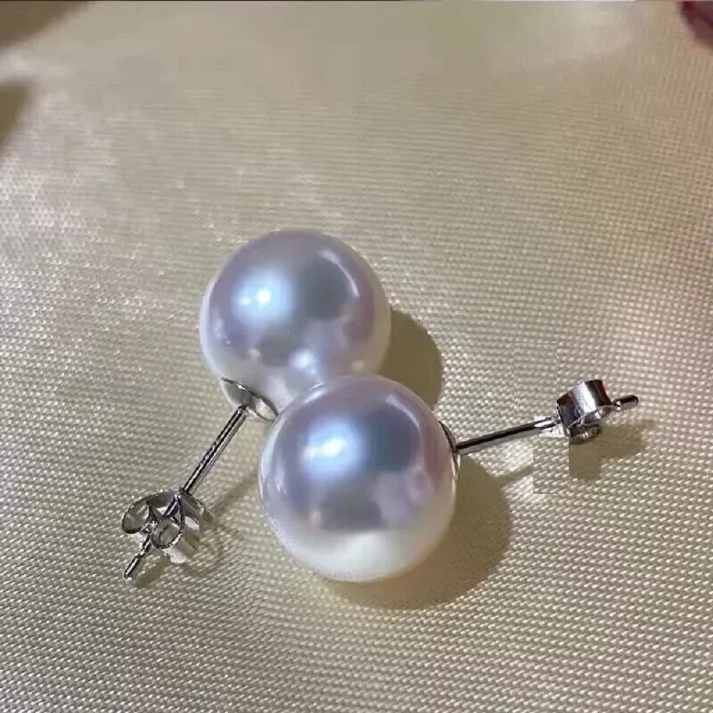 

Gorgeous AAAAA 9-10mm10-11mm 11-12mm South Sea White Round Pearl Earrings 14K White Gold