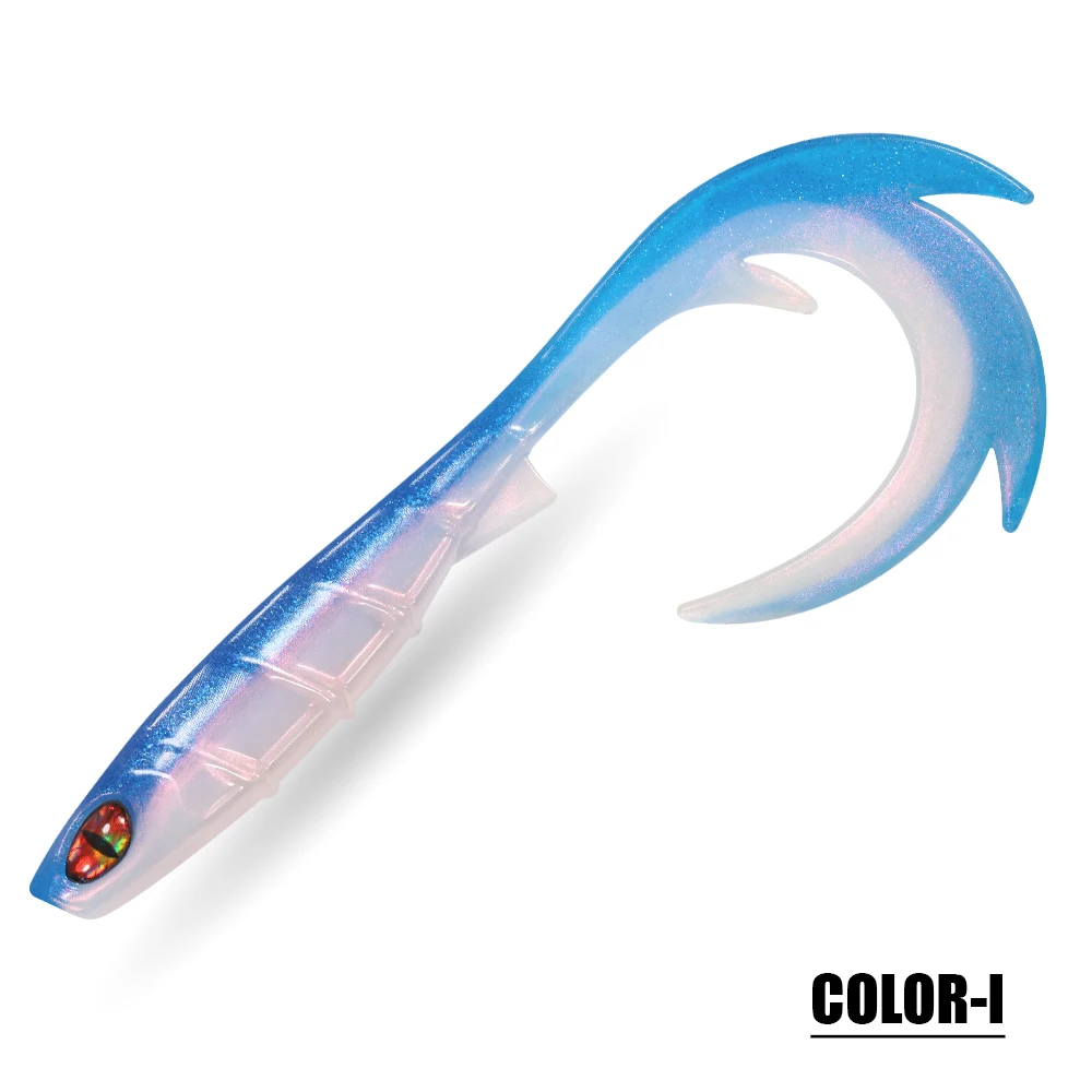 Spinpoler 3D-Augen-Angelköder, 9,5 cm, Softbait, gewellter Schwanz, Köderfisch, Rippenkörper für Zander, Hecht, raubere Fische, Spinning-Jigging-Gerät