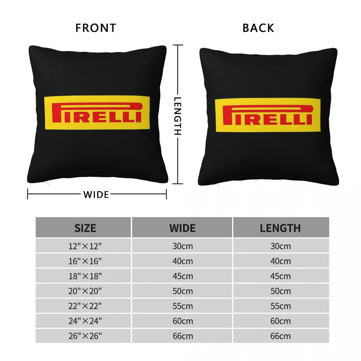 Pirelli Tyres Square Pillowcase Polyester Linen Velvet Printed Zip Decorative Bed Cushion Cover 45x45