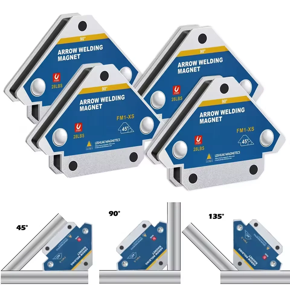 

4Pcs Welding Magnets 28lbs Magnetic Welding Holders 45/90 Degree Multi-angle Magnet Weld Fixer Positioner Auxiliary Locator Tool