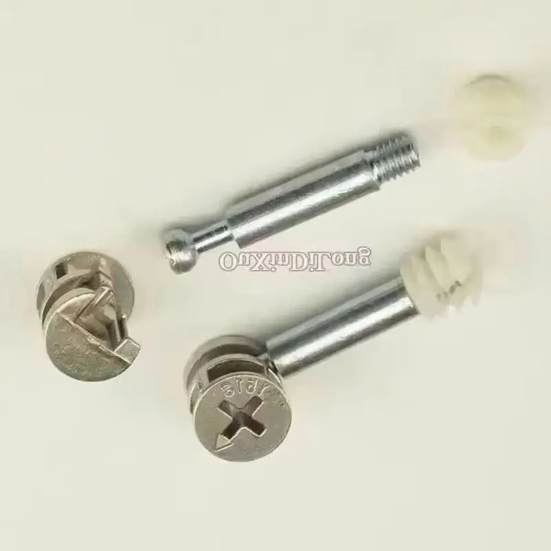 

100Sets 3 in 1 Furniture Connecting Fittings 40mm Rod Cam Connector Screws Eccentric Wheel with Dowel and Pre-inserted Nut