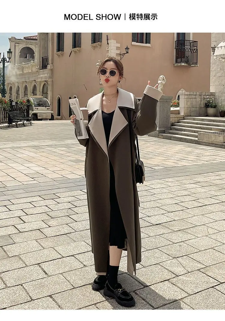 Long windbreaker coat for women\'s early autumn 2024 new windbreaker coat