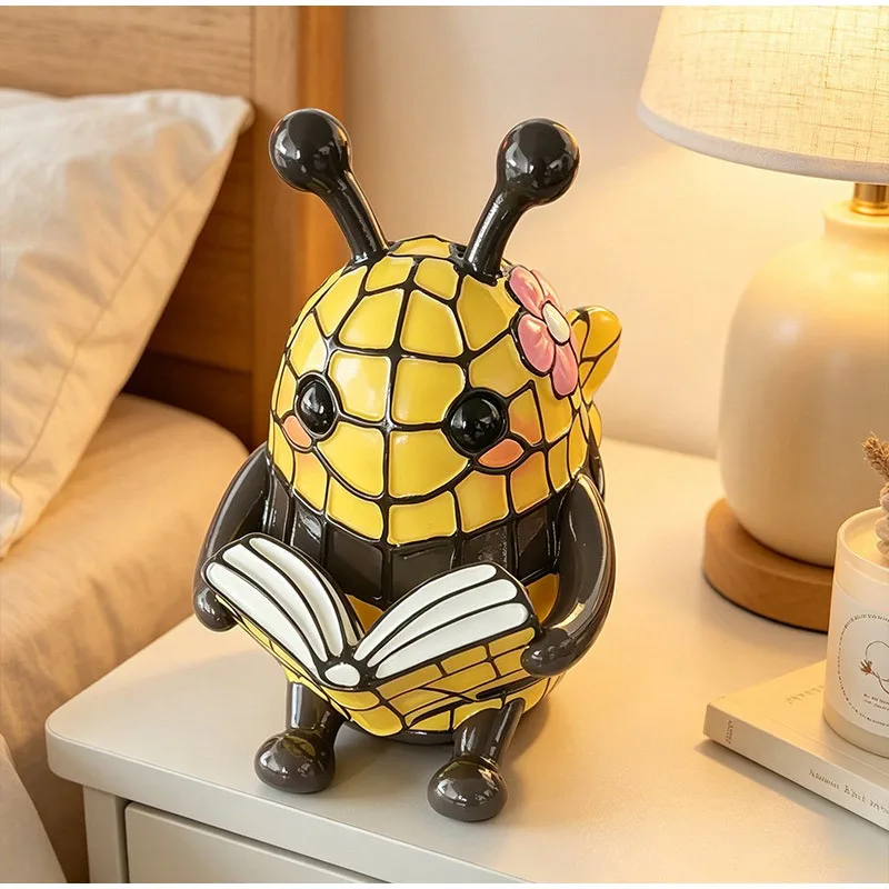 Cute Bee - shaped Reading Light, 3D Animal Night Lamp with Warm Glow Adorable Book Light Table Lamp for Bedside, Nursery & Desk