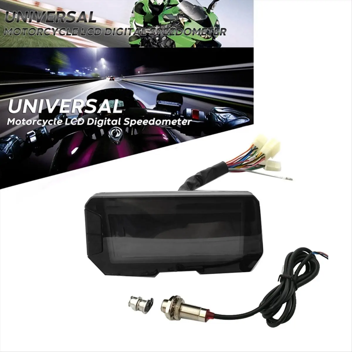 A23Z LED 12000RPM 6 Gear Universal Motorcycle LCD Digital Speedometer Backlight Odometer 2 4 Cylinders Meter Without Wire
