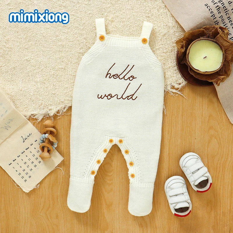 

Baby Rompers Knitted White Casual Sleeveless Newborn Boys Girls Strap Jumpsuits Playsuits 0-18m One Piece Infant Outfits Costume