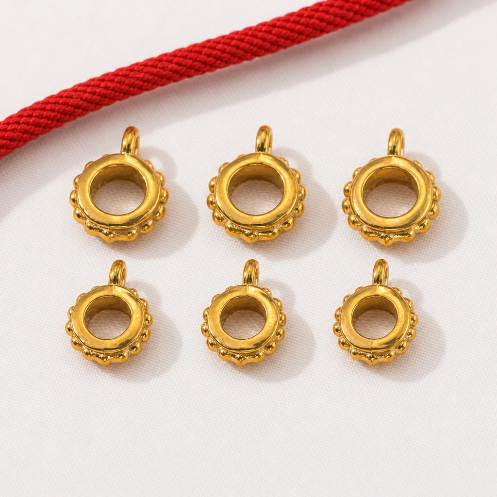 5 Stück Edelstahl-Anhängerverbindungsringe mit Schlaufe für DIY-Halsketten und Schmuckherstellung – Detail 1